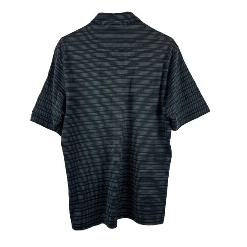 TIGER WOODS‎ Collection Nike Fit Dry Mens GOLF POLO M black/white/blue striped